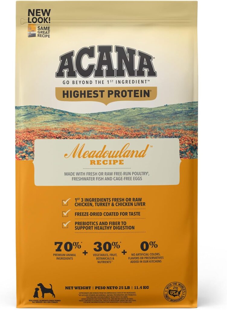 Acana Highest Protein Meadowland Recipe Dry Dog Food