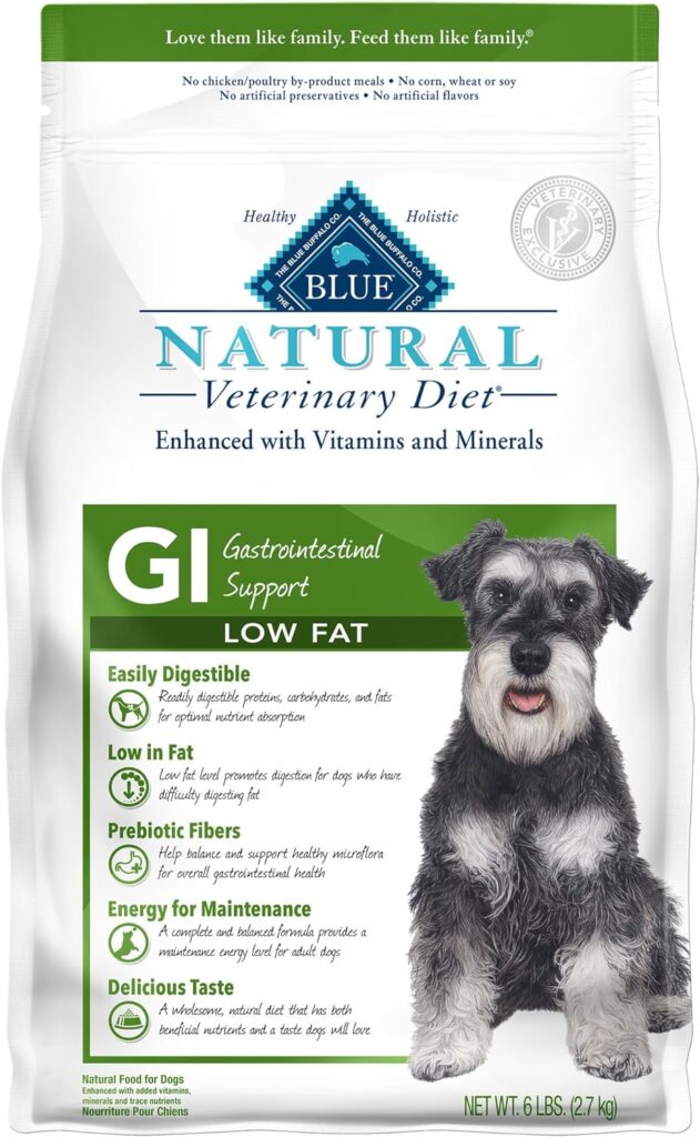 Blue Natural Veterinary Diet GI Gastrointestinal Support Low Fat Dry Dog Food