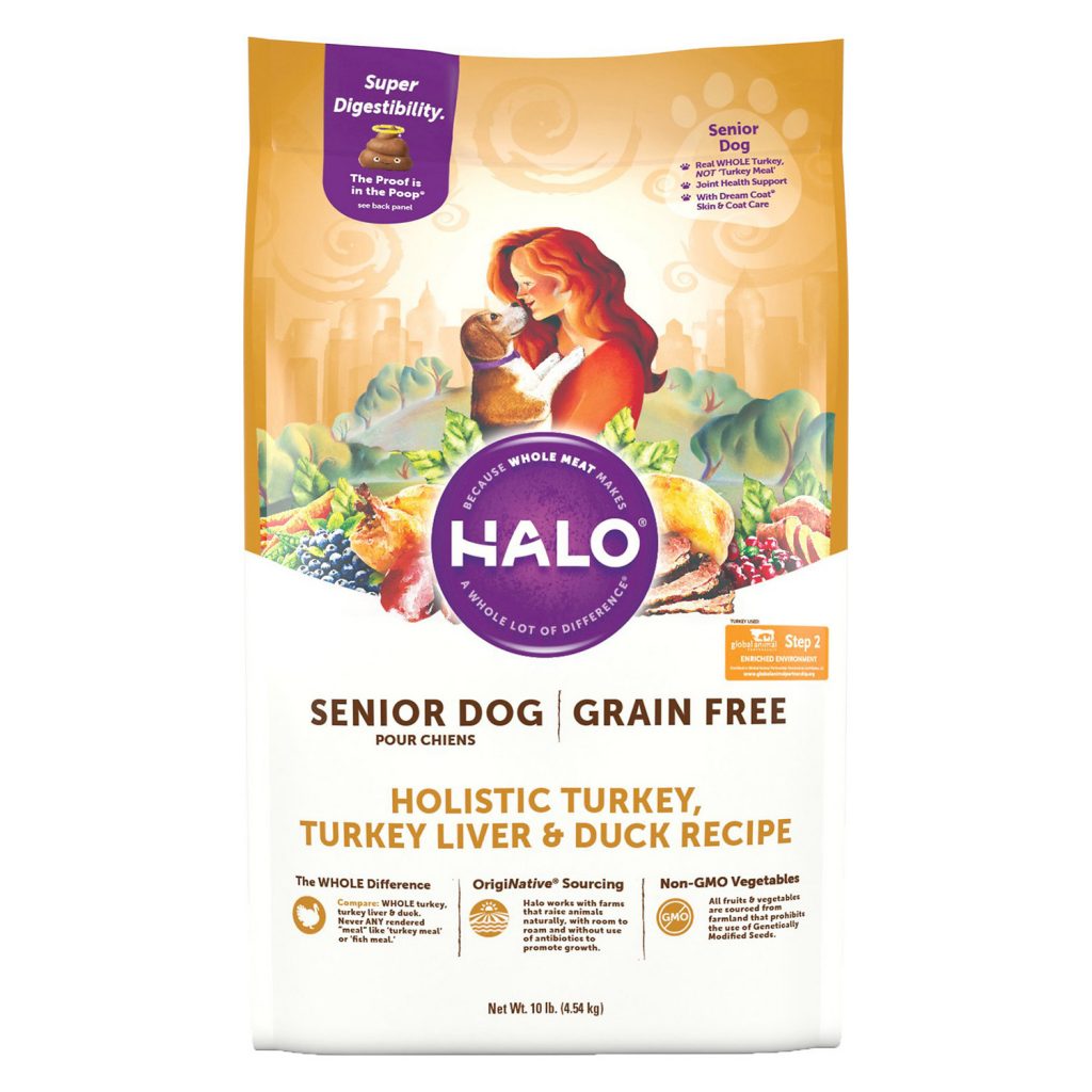 Halo Senior Grain-Free Holistic Turkey, Turkey Liver & Duck Recipe Dry Dog Food